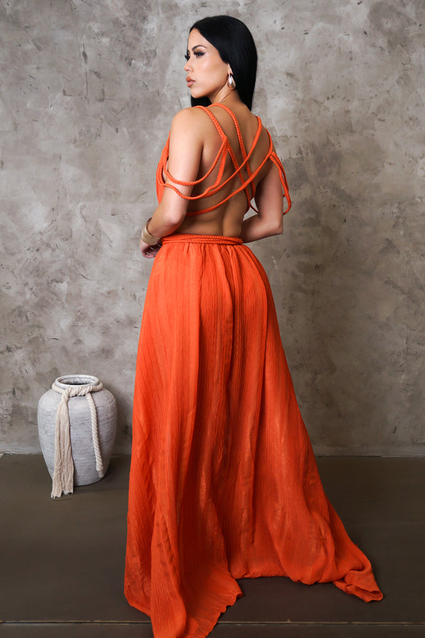 Grecian Maxi Dress - Orange